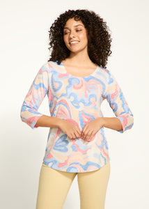 FDJ - GROOVY PRINT 3/4 SLEEVE TOP - 3731435