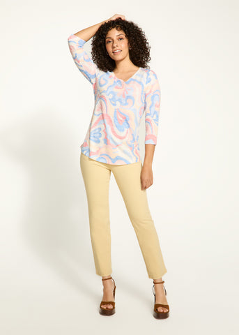 FDJ - GROOVY PRINT 3/4 SLEEVE TOP - 3731435