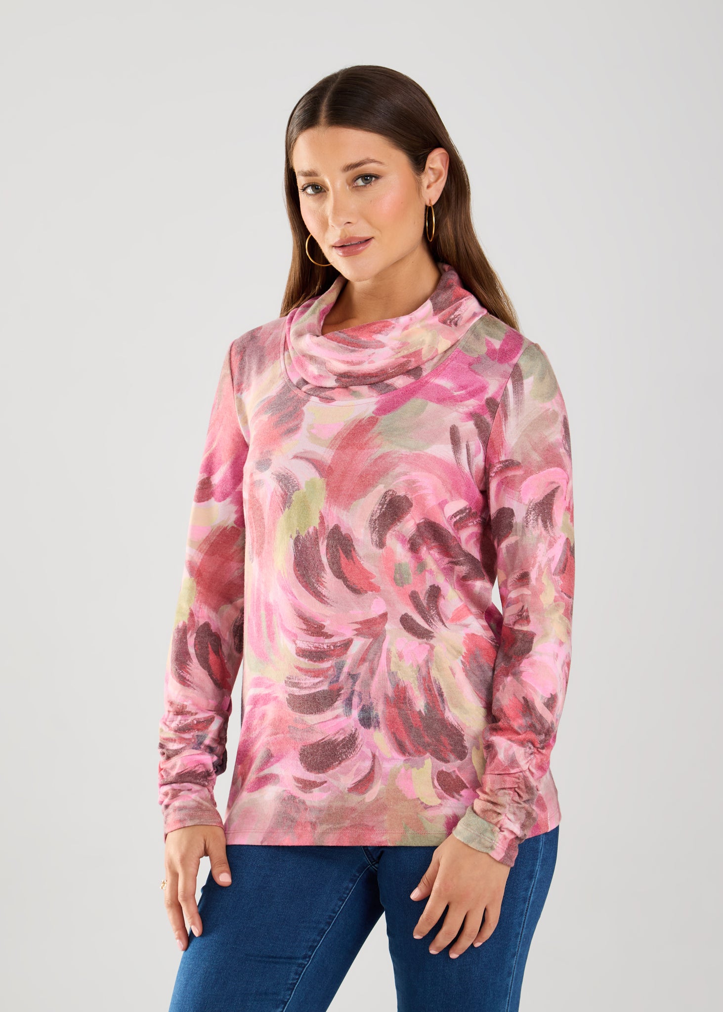 FDJ - GALLERY PRINT - COWL NECK TOP - 3804742