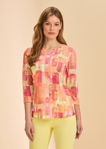 FDJ - ORANGE ROCKEFELLER 3/4 SLEEVE TOP - 3839451