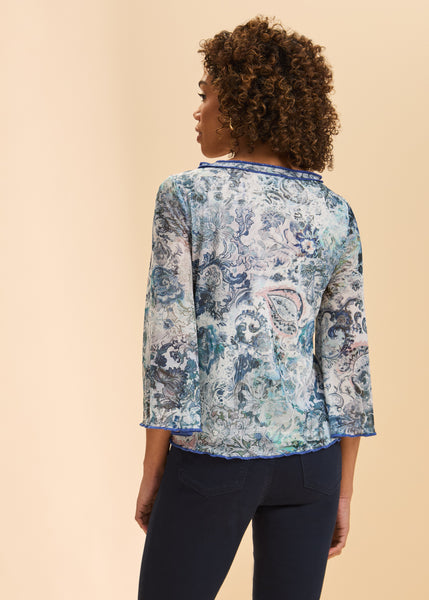 FDJ - MESH BELL SLEEVE TOP - 3980603- 2 Colours