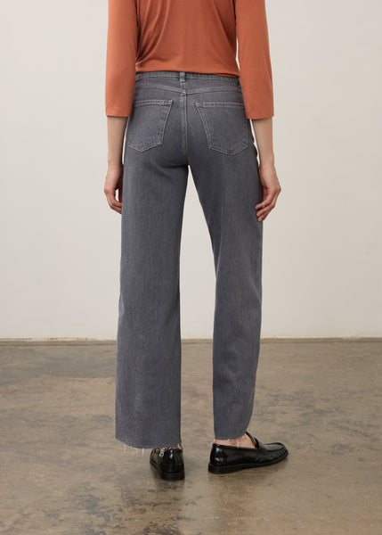 FDJ - CHRISTINA WIDE LEG RHINESTONE CHARCOAL  DENIM JEAN - 5198449