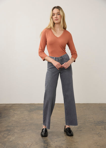 FDJ - CHRISTINA WIDE LEG RHINESTONE CHARCOAL  DENIM JEAN - 5198449