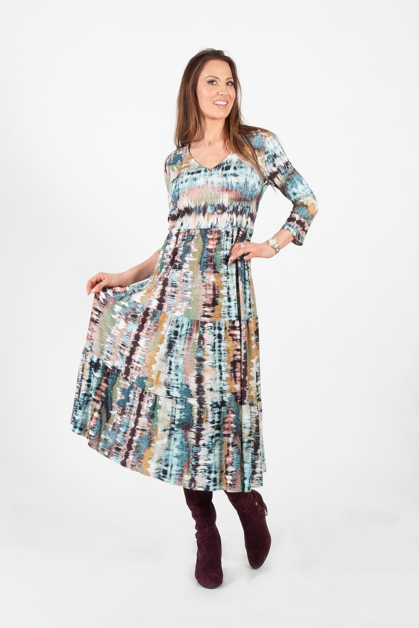 PURE ESSENCE - SOFT MULTI PRINT DRESS - 561-5027