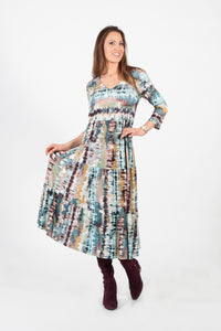 PURE ESSENCE - SOFT MULTI PRINT DRESS - 561-5027