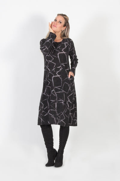 PURE ESSENCE - CHARCOAL MIX DRESS- 567-5064