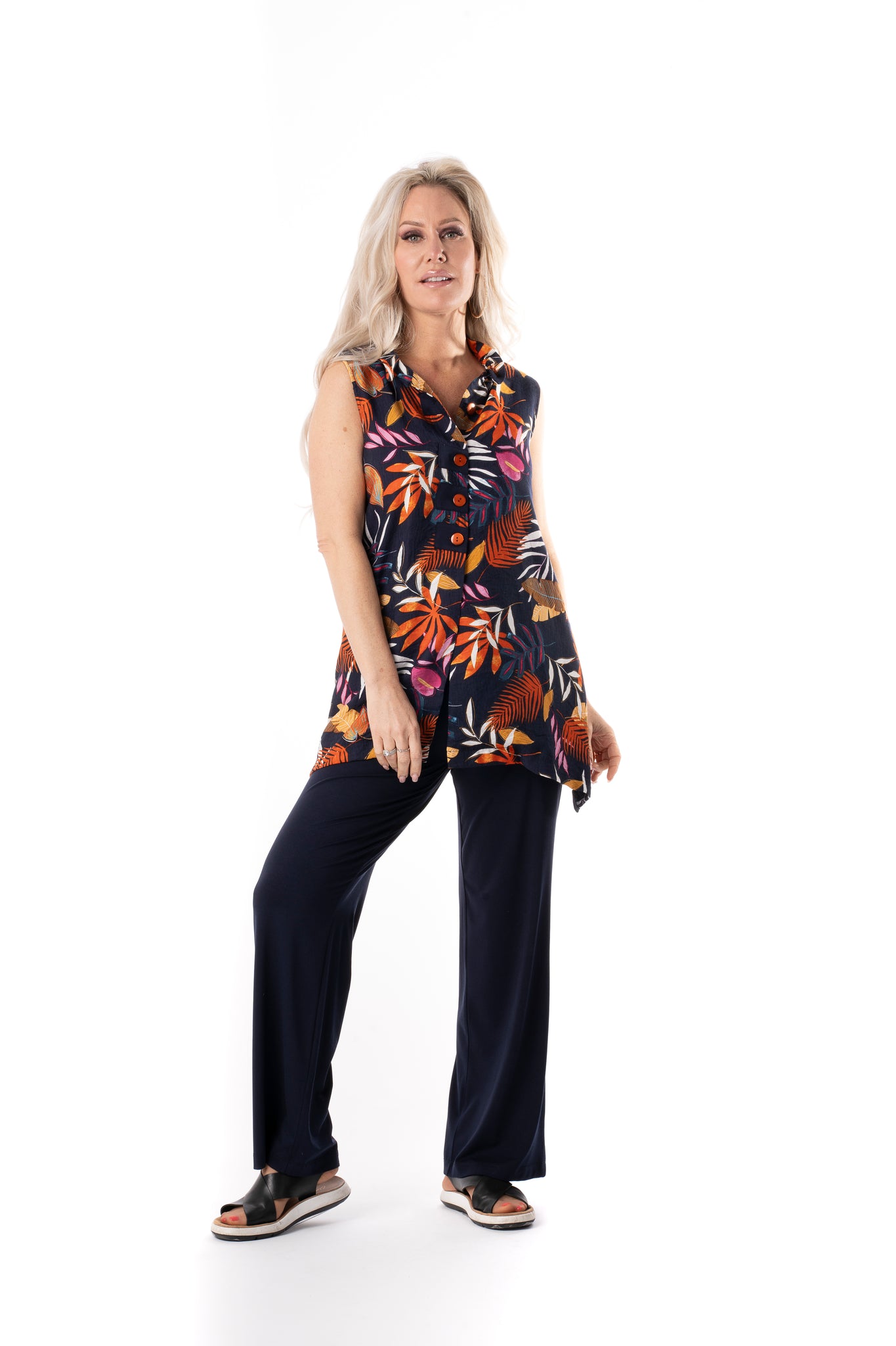 PURE ESSENCE - MOONLIGHT GARDEN PRINT TUNIC -588-4988