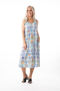 PURE ESSENCE - ABSTRACT PALM PRINT DRESS - 594-5048