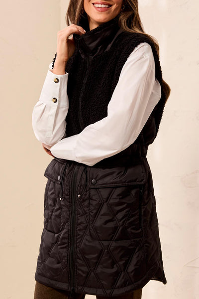 TRIBAL - MIXED MEDIA QUILTED SHERPA VEST - 5940O-4914