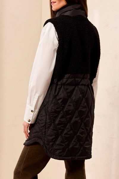 TRIBAL - MIXED MEDIA QUILTED SHERPA VEST - 5940O-4914