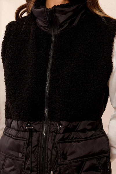 TRIBAL - MIXED MEDIA QUILTED SHERPA VEST - 5940O-4914