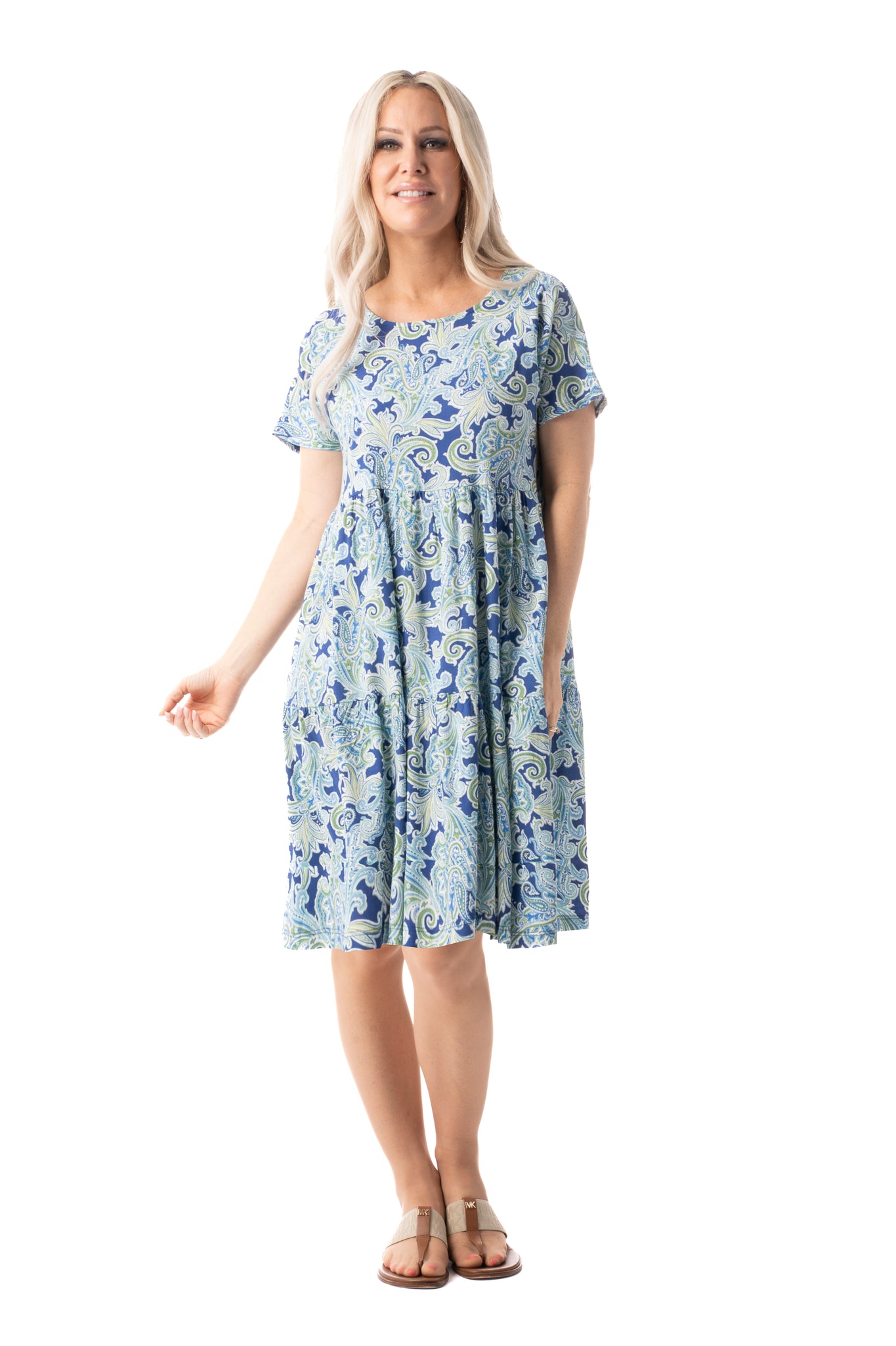 PURE ESSENCE - PAISLEY PRINT TIERED DRESS - 596-5086