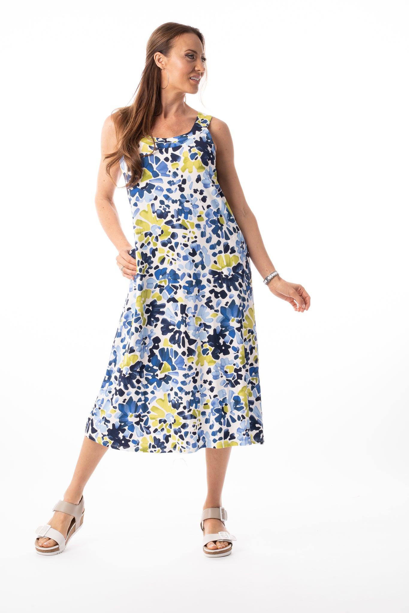 PURE ESSENCE - WATER DROP FLOWER PRINT DRESS - 598-5048