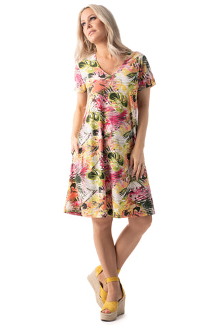 PURE ESSENCE - TROPICAL RAINFOREST PRINT DRESS - 603-4763