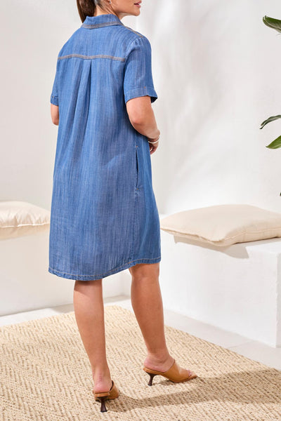 TRIBAL - POPOVER CHAMBRAY  SHIRT DRESS - 6084O-4954