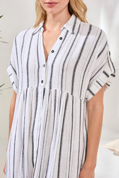 TRIBAL - FLOWY GAUZE SHIRT DRESS - 6095O-5400