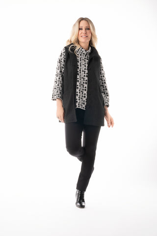 PURE ESSENCE - BLACK EMBOSSED COZY VEST - 615-7071