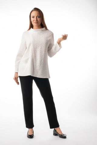 PURE ESSENCE - EMBOSSED MOCK NECK TUNIC - 615-8002