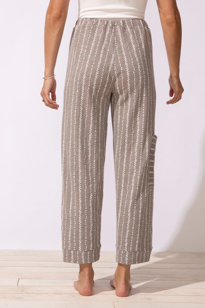 ESCAPE - DRIFTWOOD STRIPE COTTON PULL ON FLOOD PANT - 61526