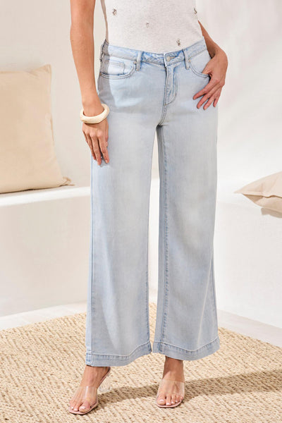 TRIBAL - AUDREY HUGGING FLOWY WIDE LEG DENIM JEAN - 6181O-1116