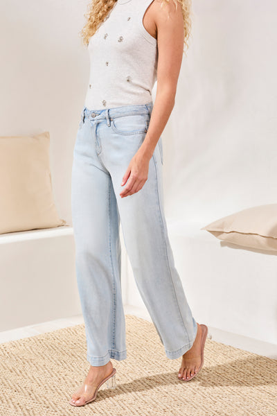 TRIBAL - AUDREY HUGGING FLOWY WIDE LEG DENIM JEAN - 6181O-1116