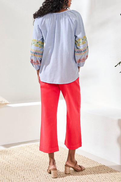 TRIBAL - EMBROIDERED RAGLAN SLEEVE BLOUSE - 6198O-5198