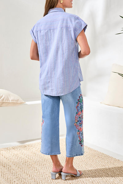 TRIBAL - CHAMBRAY MULTI COLOUR STITCH SHIRT - 6199O-5199