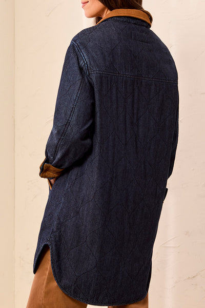 TRIBAL - QUILTED DENIM JACKET W/ FAUX SUEDE DETAILS - 6237O-5584