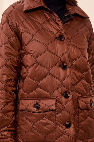 TRIBAL - BLACK / BROWN  REVERSIBLE QUILTED JACKET - 6248O-5634