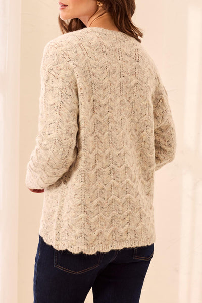 TRIBAL - HENLEY SWEATER W/ SCALLOP HEM -6277O-5035
