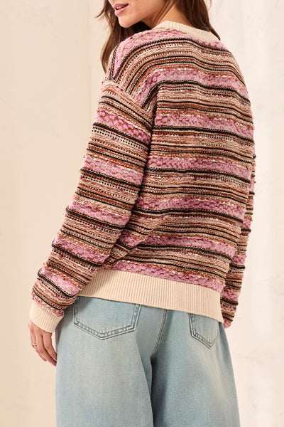 TRIBAL - MULTI COLOURED SWEATER W/ CONTRAST RIB - 6303O-5809