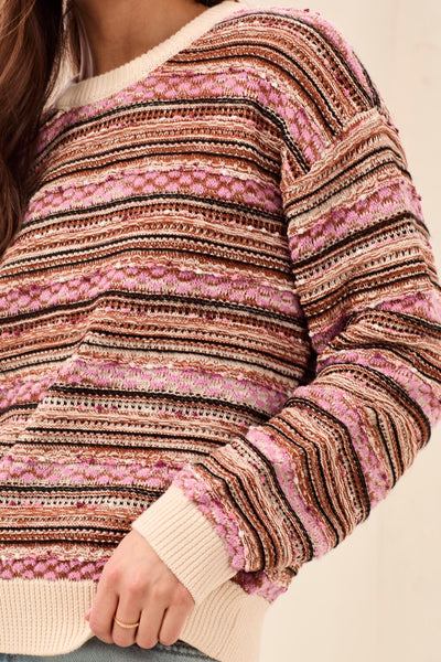 TRIBAL - MULTI COLOURED SWEATER W/ CONTRAST RIB - 6303O-5809