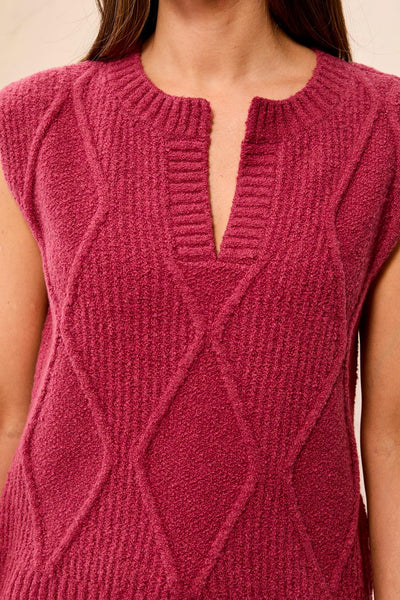 TRIBAL - SPLIT NECK SWEATER VEST - 6316O-5611  - 2 Colours