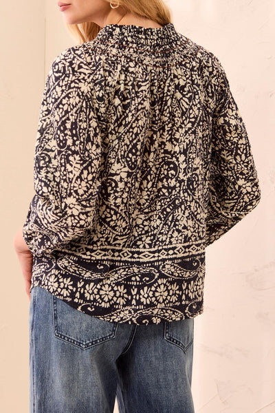 TRIBAL -FANCY EMBROIDERY & TASSEL COTTON  BLOUSE - 6341O-5636