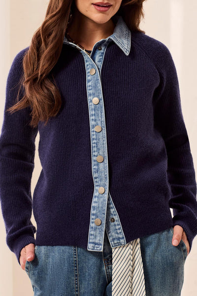 TRIBAL - MIXED MEDIA SWEATER JACKET - 6350O-5622
