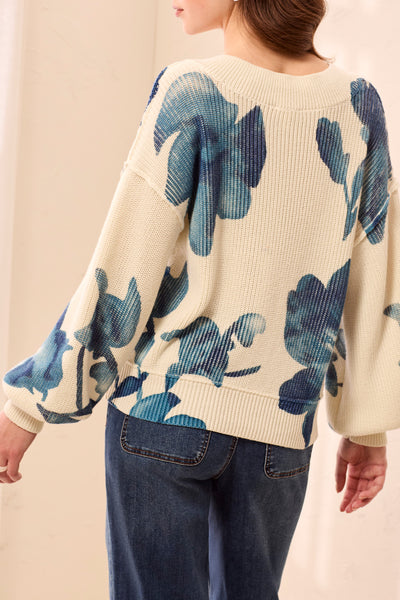 TRIBAL - PUFF SLEEVE PRINTED SWEATER -6363O-5614