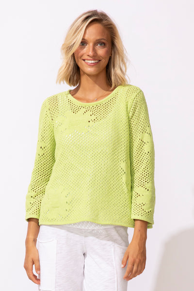 ESCAPE - FLORAL CROCHET EASY PULLOVER SWEATER - 65175