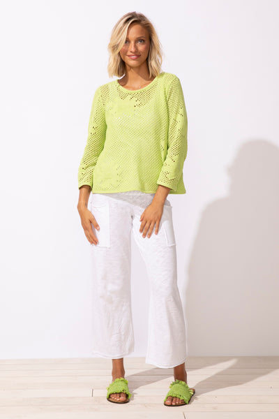 ESCAPE - FLORAL CROCHET EASY PULLOVER SWEATER - 65175