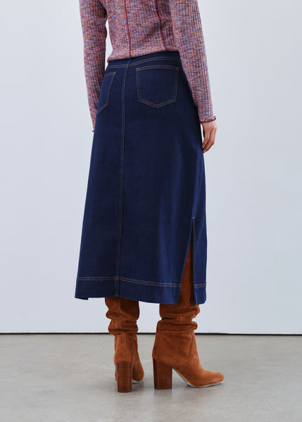 FDJ - LIGHTWEIGHT AUTHENTIC DENIM COLUMN MIDI SKIRT - 6778843