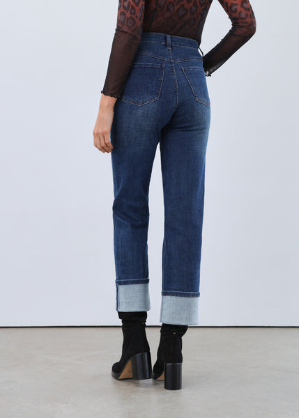 FDJ - CROSSHATCH DENIM SUZANNE STRAIGHT ANKLE W/ CUFF - 6897809