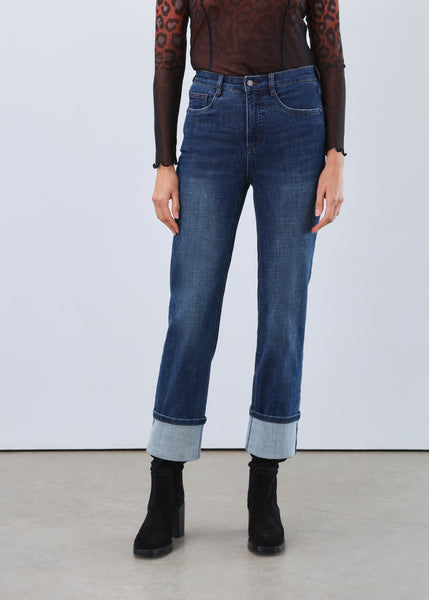 FDJ - CROSSHATCH DENIM SUZANNE STRAIGHT ANKLE W/ CUFF - 6897809