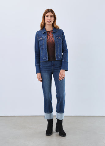FDJ - CROSSHATCH DENIM SUZANNE STRAIGHT ANKLE W/ CUFF - 6897809
