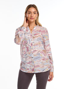 FDJ - BRUSH LANDSCAPE PRINT - ROLL UP SLEEVE SHIRT- 7056397