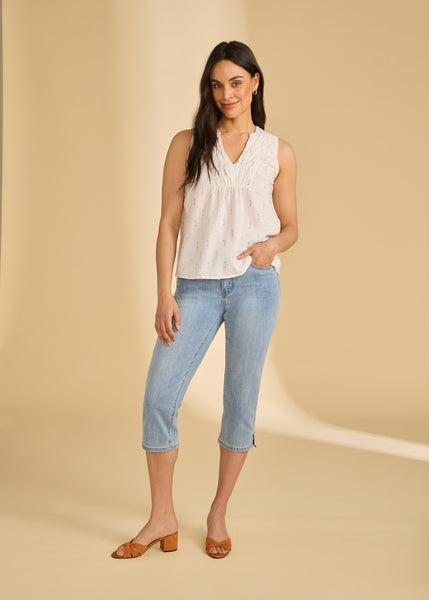 FDJ - WHITE SPARKLE JACQUARD SLEEVELESS TOP - 7387184