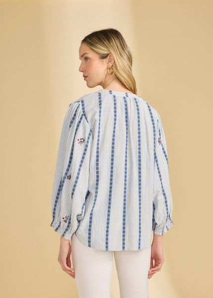 FDJ - INDIGO STRIPE JACQUARD SHIRT W/ BEADING - 7447188