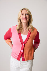 PARKHURST / COTTON COUNTRY - COLOUR BLOCKED CARDIGAN - 75338 - 2 Colours