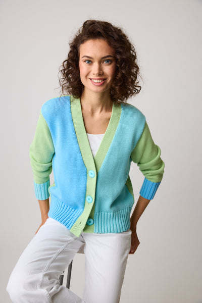 PARKHURST / COTTON COUNTRY - COLOUR BLOCKED CARDIGAN - 75338 - 2 Colours