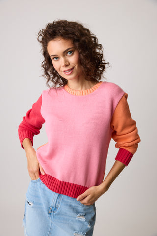 PARKHURST / COTTON COUNTRY - COLOUR BLOCK CREW SWEATER- 75339