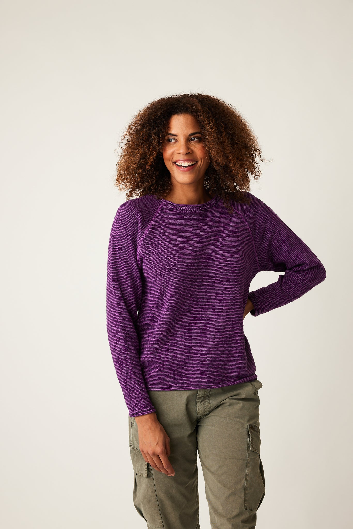 PARKHURST COTTON COUNTRY SKYLER COTTON SWEATER 80049 3 Colours L RAISIN COMBO