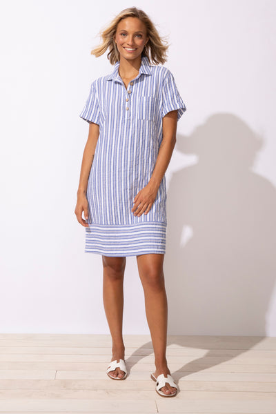 ESCAPE - SEAPORT STRIPE MARINA SHIRT DRESS - 82370 - 2 Colours